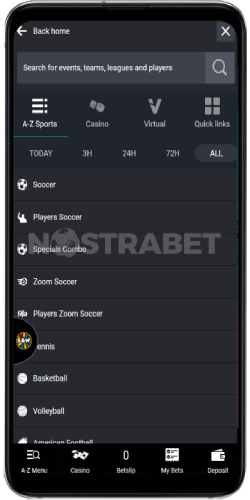 bet9ja android app menu