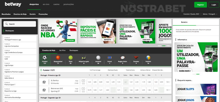 página inicial da betway