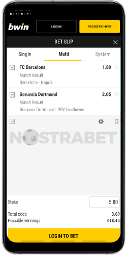 Bwin's mobile betslip