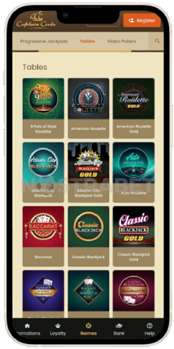 captain cooks casino mobile